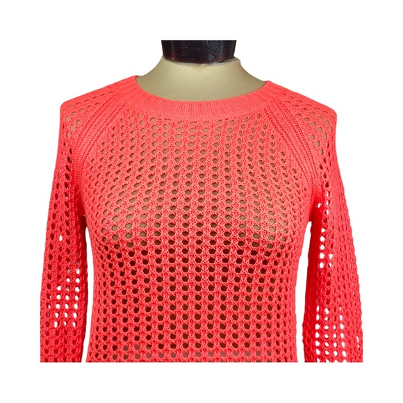 a.n.a. Petite Womens Long Sleeve Crew Neck Open Knit Sweater Size PS Pink - Picture 4 of 15